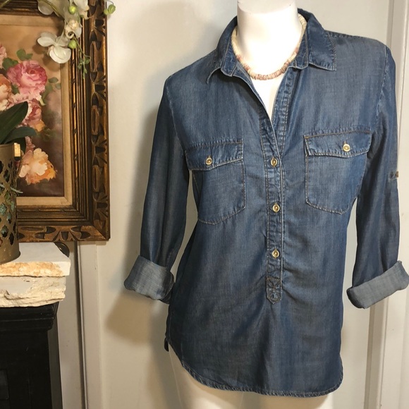 Bella Dahl Tops - Bella Dahl Tencel Chambray Denim Button Front Tunic Top